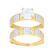 10kt Two-tone Gold Womens Cubic-Zirconia Duo Bridal Ring Set