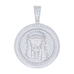 925 Sterling Silver Mens Cubic-Zirconia Jesus Religious Charm Pendant