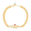 10kt Yellow Gold Womens Pink White Cubic-Zirconia Sweet 15 Anos Quinceanera Crown Charm Bracelet Size 8 Inches