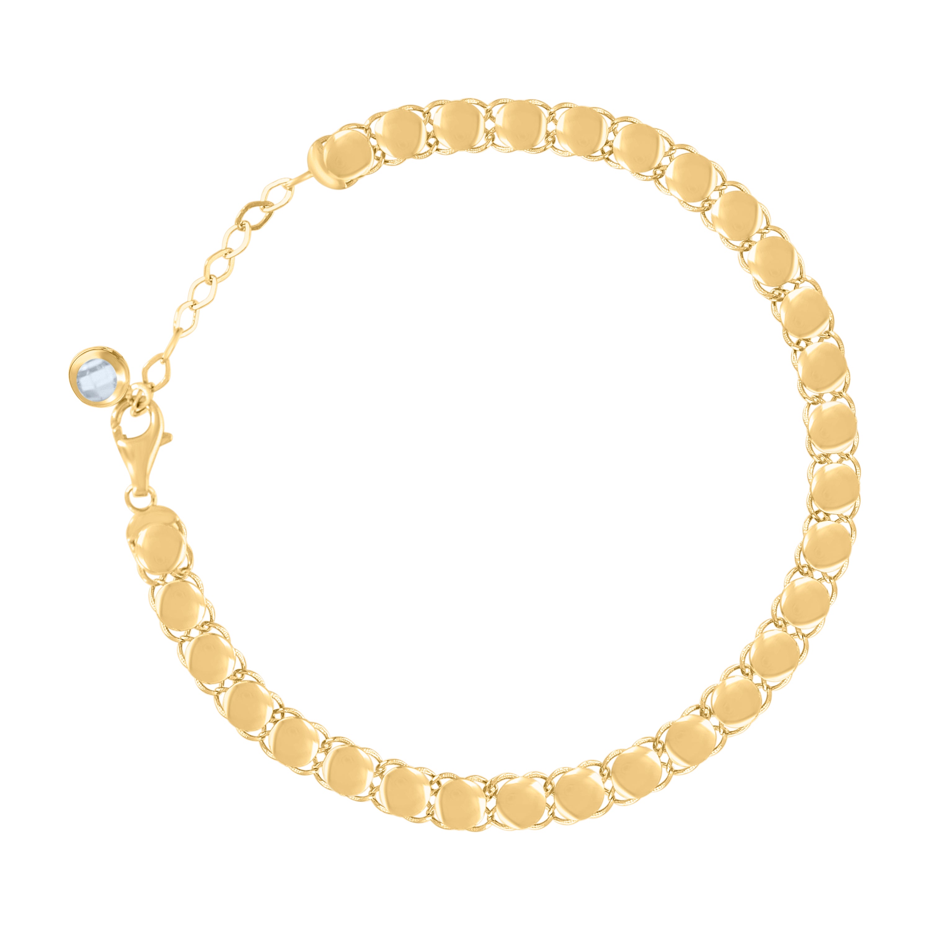 10kt Yellow Gold Womens Cubic-Zirconia Fashion Link Bracelet Size 8 Inches