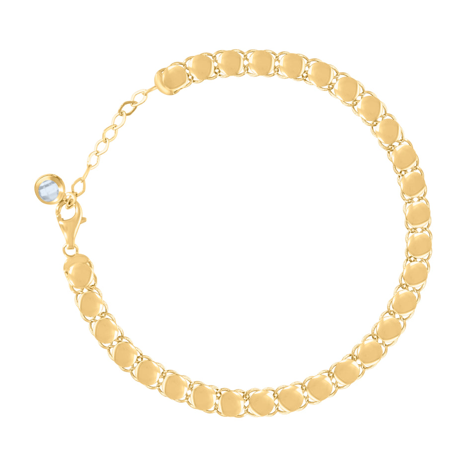 10kt Yellow Gold Womens Cubic-Zirconia Fashion Link Bracelet Size 8 Inches