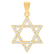 925 Sterling Silver Yellow-tone Unisex Cubic-Zirconia Star Of David Religious Symbol Charm Pendant