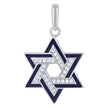925 Sterling Silver Unisex Cubic-Zirconia Enamel Star Of David Religious Symbol Charm Pendant