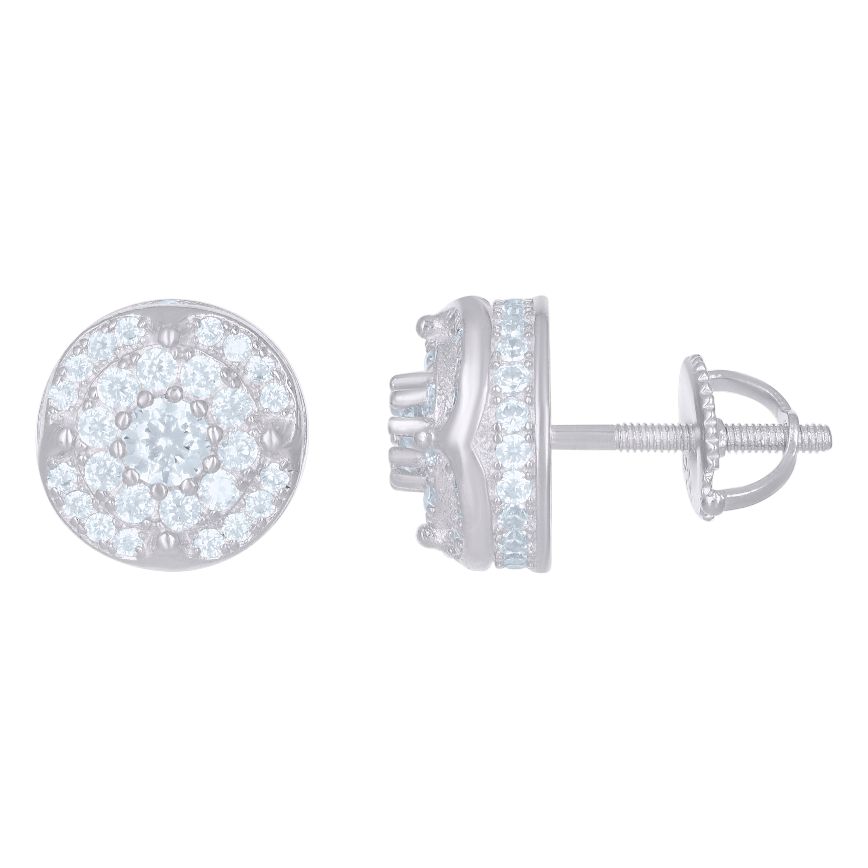 925 Sterling Silver Unisex Cubic-Zirconia Fashion Stud Earrings