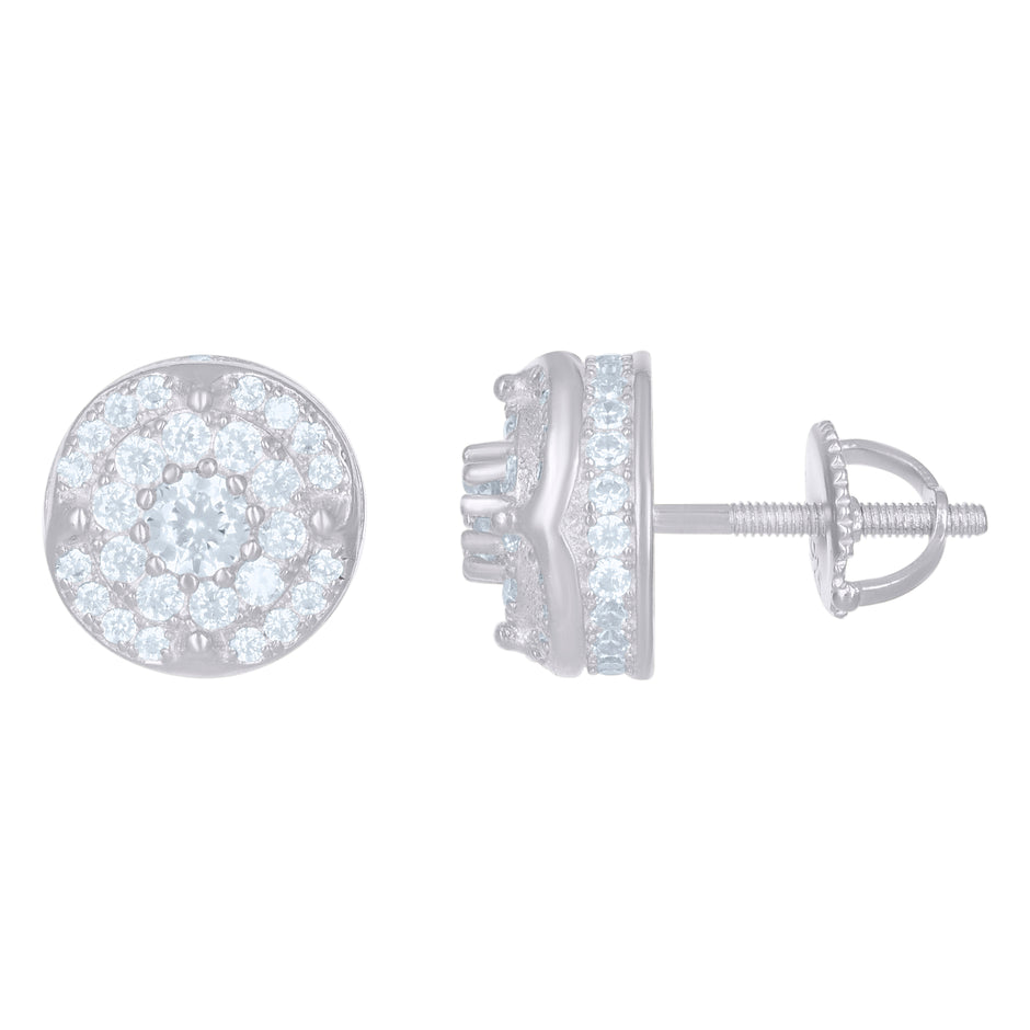 925 Sterling Silver Unisex Cubic-Zirconia Fashion Stud Earrings