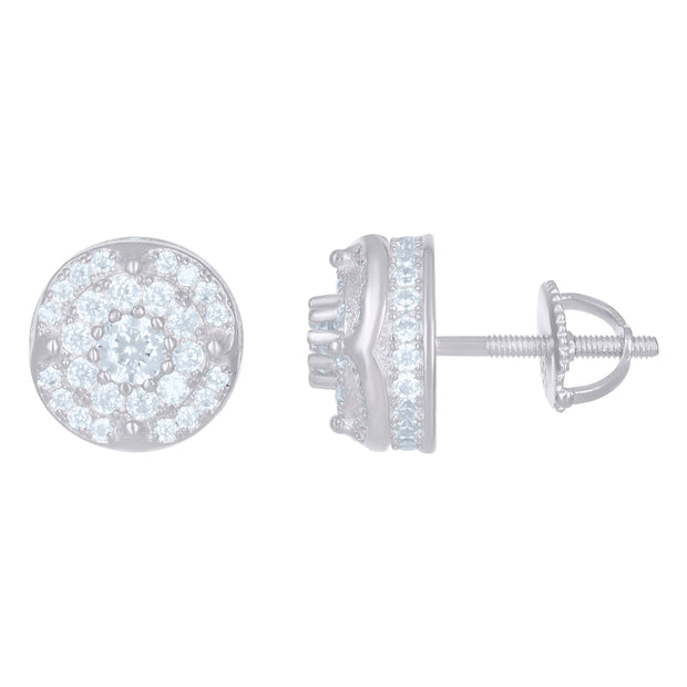 925 Sterling Silver Unisex Cubic-Zirconia Fashion Stud Earrings
