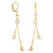 10kt Yellow Gold Womens Cubic-Zirconia Moon Beaded Dangle Leverback Earrings