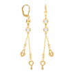 10kt Yellow Gold Womens Cubic-Zirconia Lock & Key Beaded Dangle Leverback Earrings