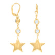 10kt Yellow Gold Womens Cubic-Zirconia Star Dangle Leverback Earrings