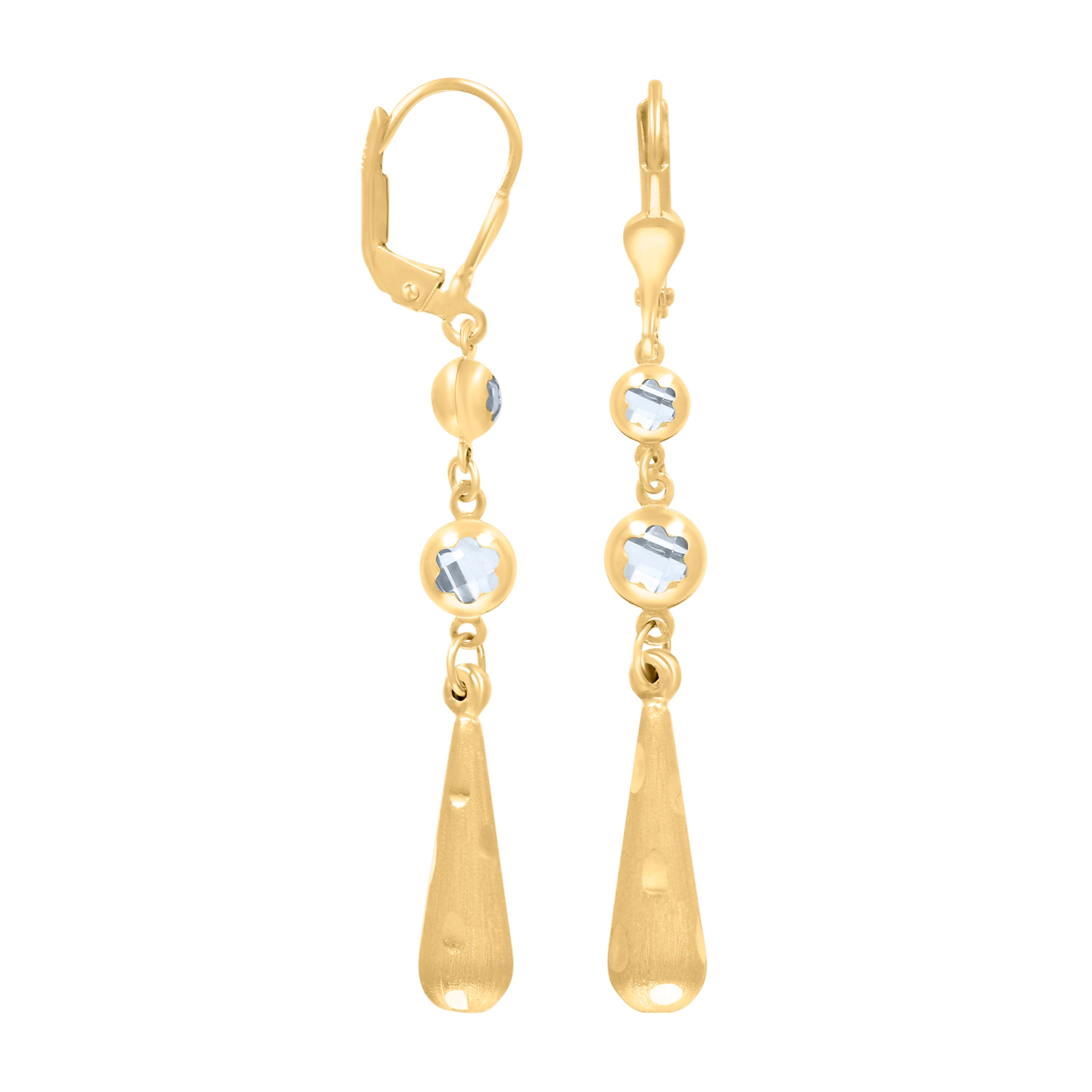 10kt Yellow Gold Womens Cubic-Zirconia Drop Dangle Leverback Earrings