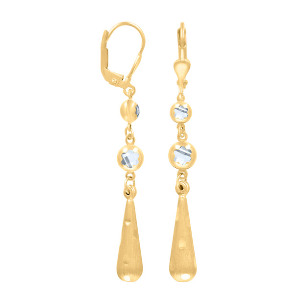 10kt Yellow Gold Womens Cubic-Zirconia Drop Dangle Leverback Earrings