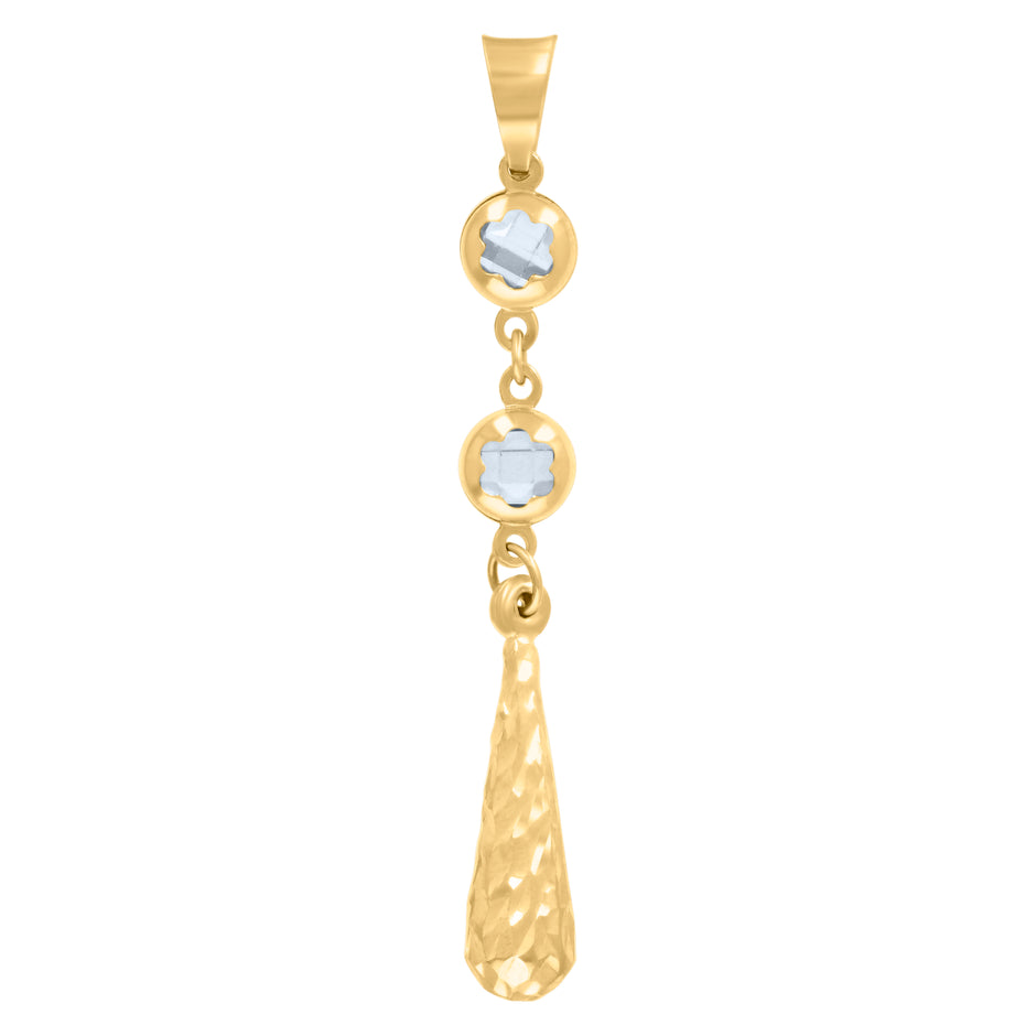 10kt Yellow Gold Womens Cubic-Zirconia Drop Fashion Dangling Charm Pendant