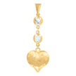 10kt Yellow Gold Womens Cubic-Zirconia Heart Dangling Charm Pendant