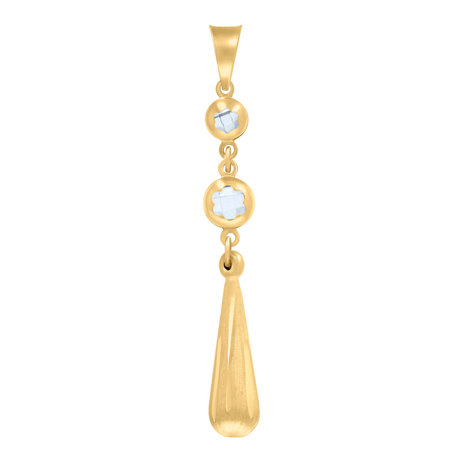 10kt Yellow Gold Womens Cubic-Zirconia Drop Fashion Dangling Charm Pendant