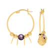 10kt Yellow Gold Womens Purple Beaded Fashion Hoop Earrings