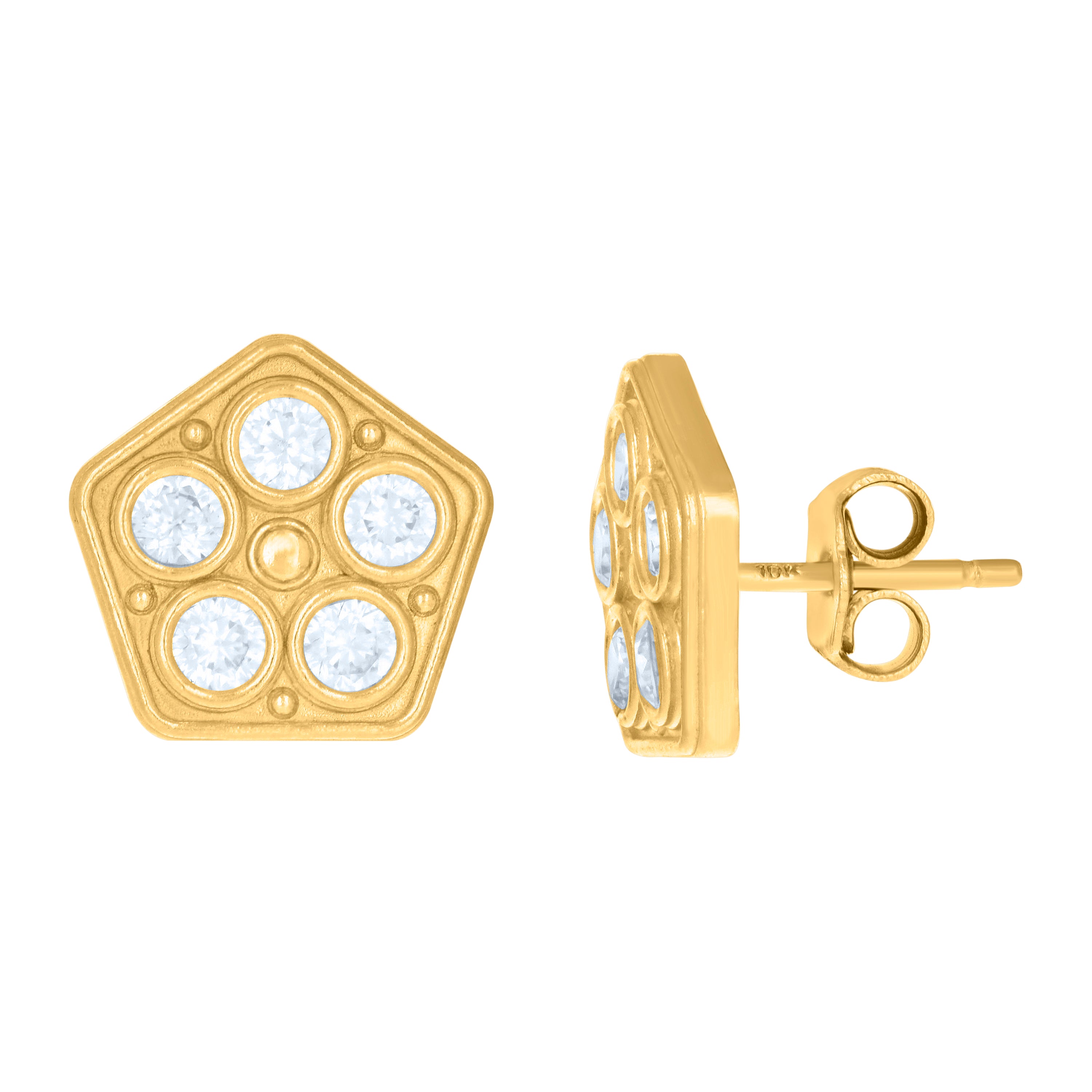 10kt Yellow Gold Womens Cubic-Zirconia Fashion Stud Earrings