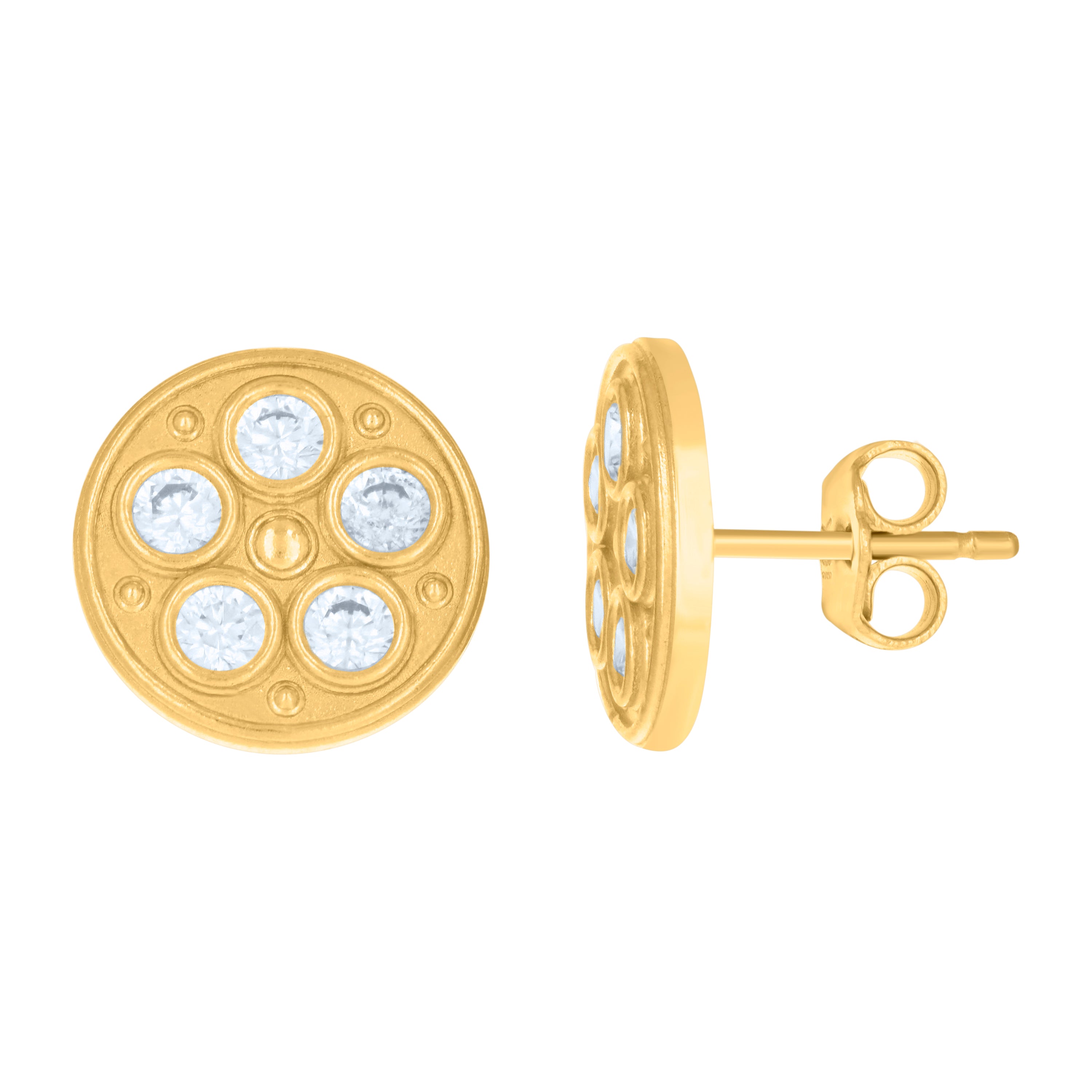 10kt Yellow Gold Womens Cubic-Zirconia Fashion Stud Earrings