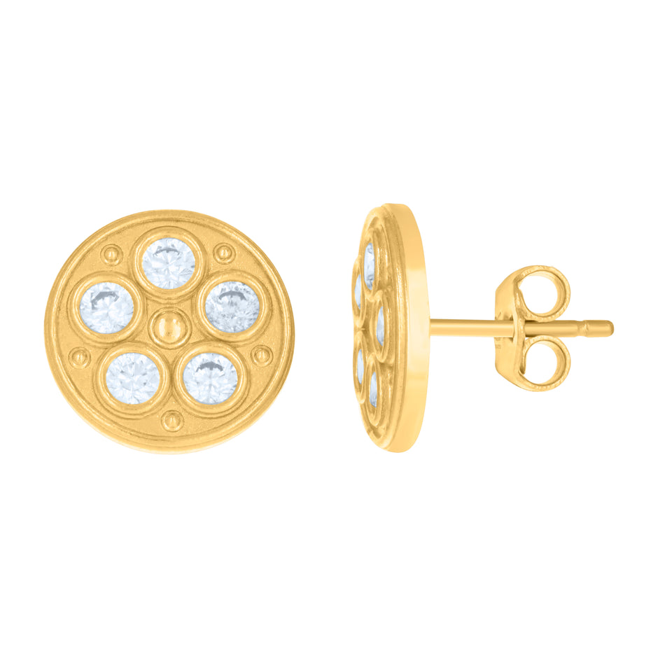 10kt Yellow Gold Womens Cubic-Zirconia Fashion Stud Earrings