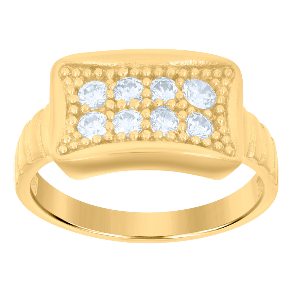 10kt Yellow Gold Womens Cubic-Zirconia Fashion Ring