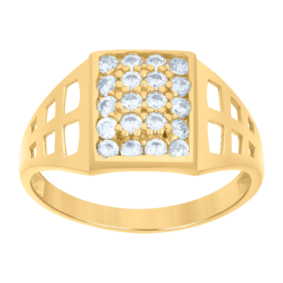 10kt Yellow Gold Womens Cubic-Zirconia Fashion Ring