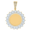 10kt Yellow Gold Unisex Baguette Round Cubic-Zirconia Photo Frame Charm Pendant