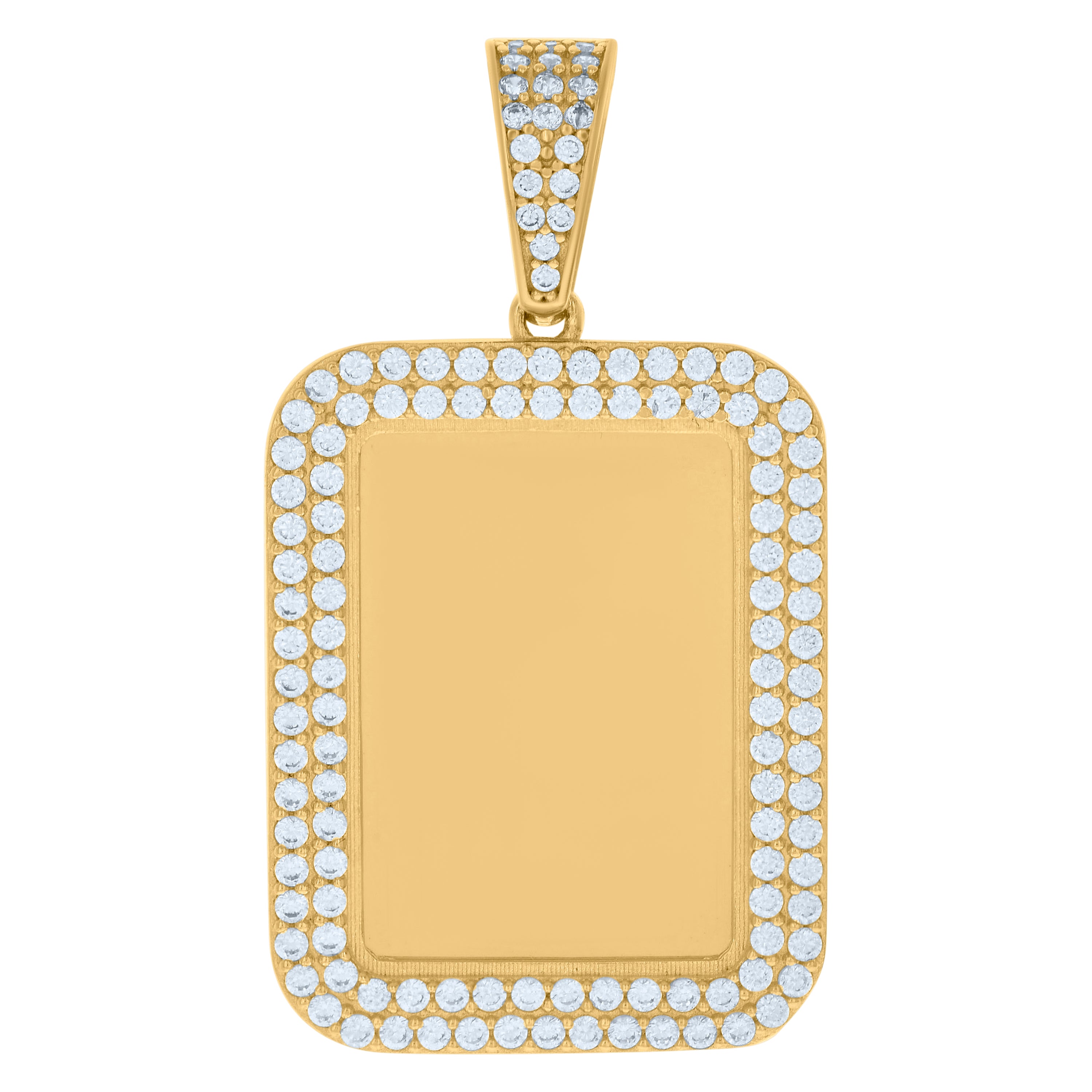 10kt Yellow Gold Unisex Cubic-Zirconia Photo Frame Charm Pendant