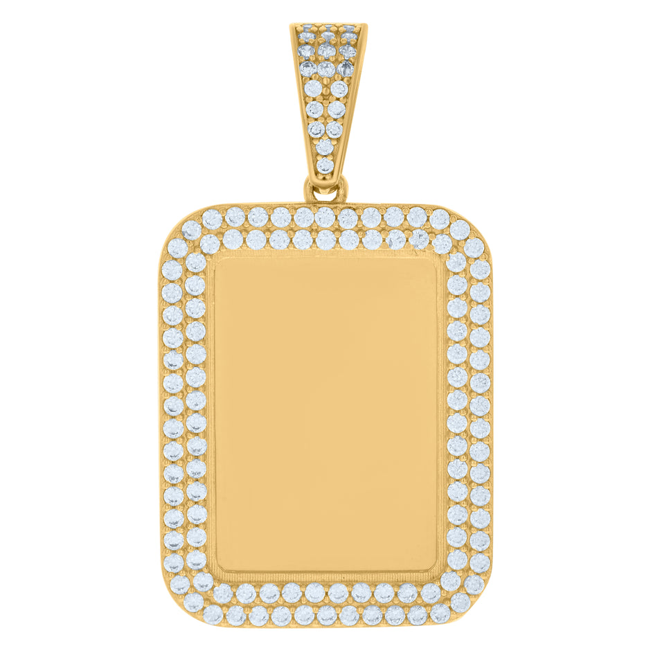 10kt Yellow Gold Unisex Cubic-Zirconia Photo Frame Charm Pendant