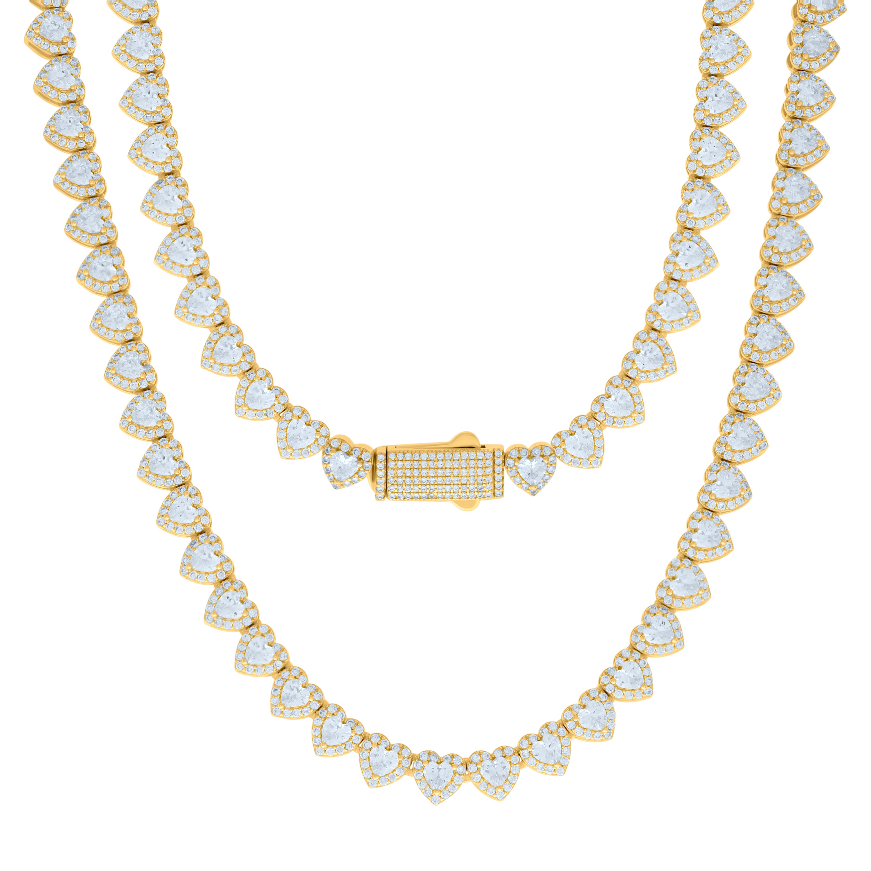 925 Sterling Silver Yellow-tone Womens Cubic-Zirconia Heart Tennis Bracelet Size 7 Inches