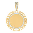 10kt Yellow Gold Mens Cubic-Zirconia Circle Photo Frame Charm Pendant
