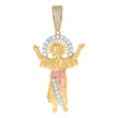 10kt Tri-Color Gold Mens Cubic-Zirconia Baby Jesus Religious Charm Pendant