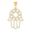 10kt Yellow Gold Mens Princess Cut Round Cubic-Zirconia Hamsa Symbol Religious Charm Pendant