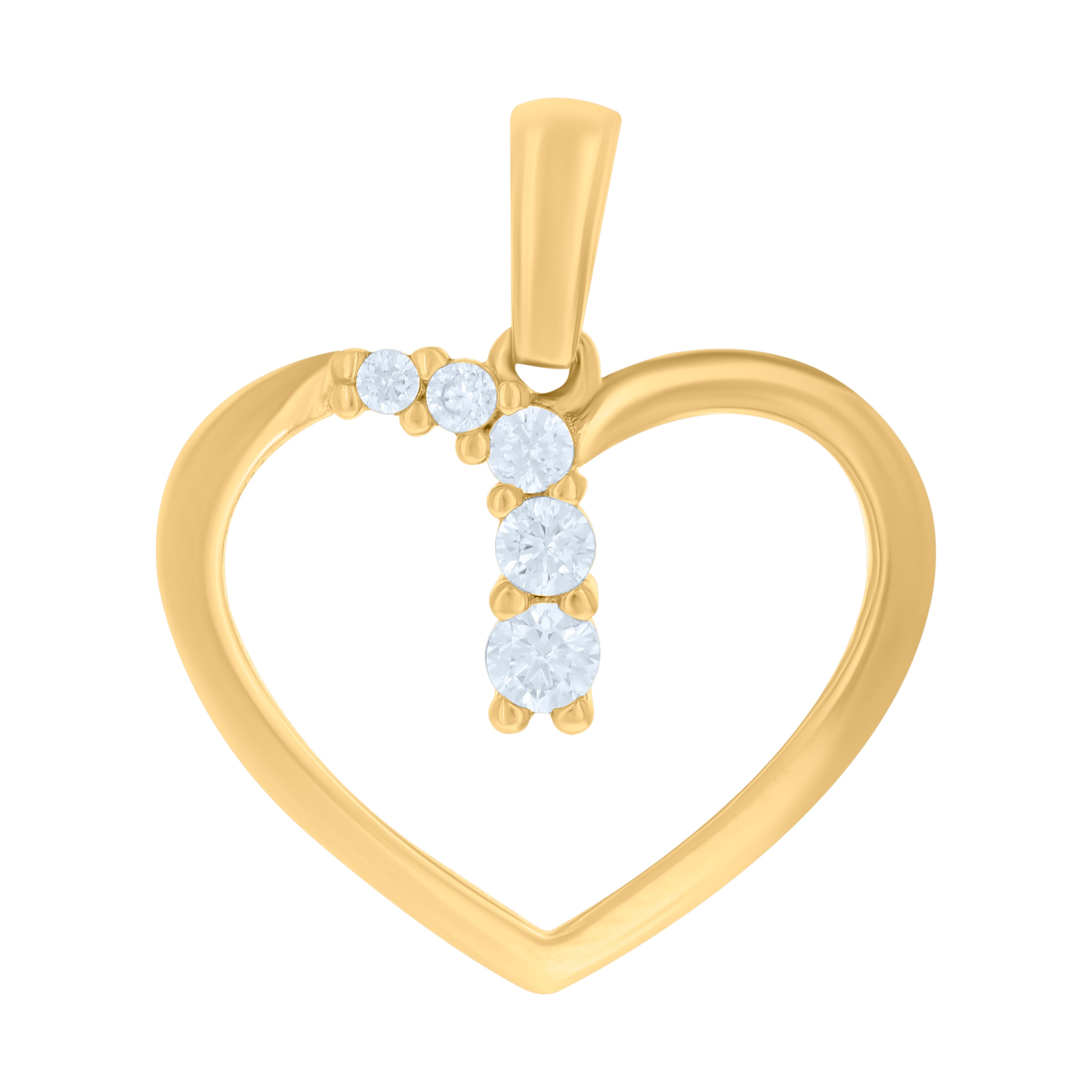 10kt Yellow Gold Womens Cubic-Zirconia Heart Charm Pendant