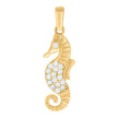 10kt Yellow Gold Womens Cubic-Zirconia Seahorse Fish Ocean Charm Pendant