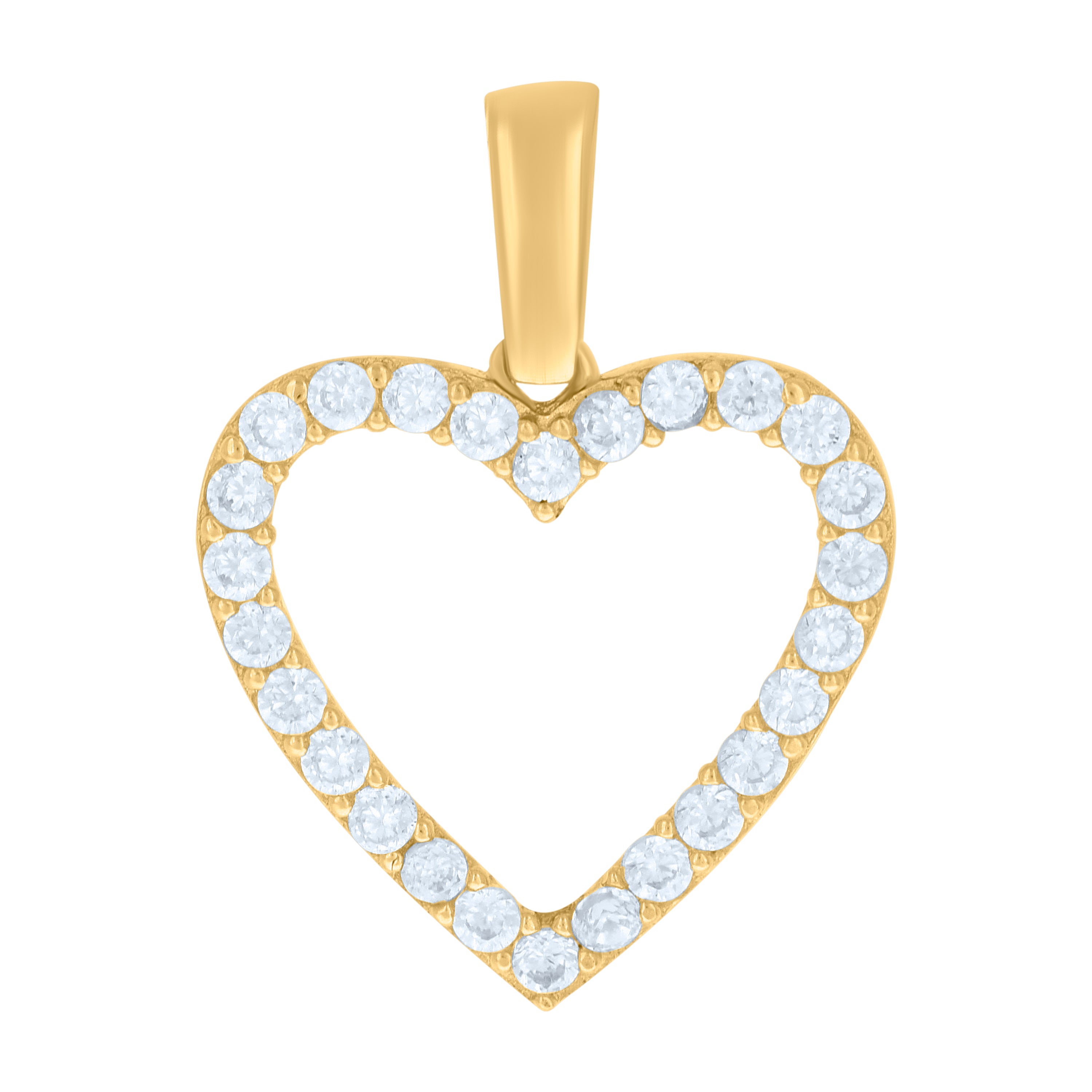 10kt Yellow Gold Womens Cubic-Zirconia Heart Charm Pendant
