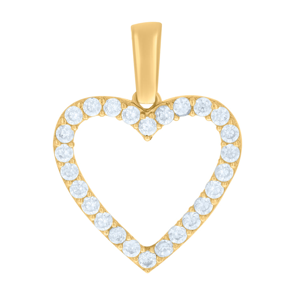 10kt Yellow Gold Womens Cubic-Zirconia Heart Charm Pendant