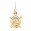 10kt Tri-Color Gold Womens Pink White Cubic-Zirconia Tortoise Ocean Charm Pendant