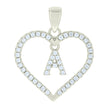 925 Sterling Silver Womens Cubic-Zirconia Initial Alphabet A Heart Charm Pendant