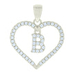925 Sterling Silver Womens Cubic-Zirconia Initial Alphabet B Heart Charm Pendant