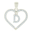 925 Sterling Silver Womens Cubic-Zirconia Initial Alphabet D Heart Charm Pendant