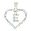 925 Sterling Silver Womens Cubic-Zirconia Initial Alphabet E Heart Charm Pendant