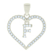 925 Sterling Silver Womens Cubic-Zirconia Initial Alphabet F Heart Charm Pendant