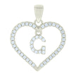 925 Sterling Silver Womens Cubic-Zirconia Initial Alphabet G Heart Charm Pendant