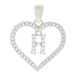 925 Sterling Silver Womens Cubic-Zirconia Initial Alphabet H Heart Charm Pendant