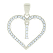 925 Sterling Silver Womens Cubic-Zirconia Initial Alphabet I Heart Charm Pendant