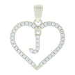 925 Sterling Silver Womens Cubic-Zirconia Initial Alphabet J Heart Charm Pendant