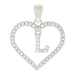 925 Sterling Silver Womens Cubic-Zirconia Initial Alphabet L Heart Charm Pendant