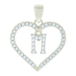 925 Sterling Silver Womens Cubic-Zirconia Initial Alphabet M Heart Charm Pendant