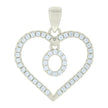 925 Sterling Silver Womens Cubic-Zirconia Initial Alphabet O Heart Charm Pendant