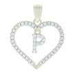 925 Sterling Silver Womens Cubic-Zirconia Initial Alphabet P Heart Charm Pendant