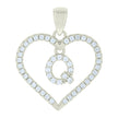925 Sterling Silver Womens Cubic-Zirconia Initial Alphabet Q Heart Charm Pendant